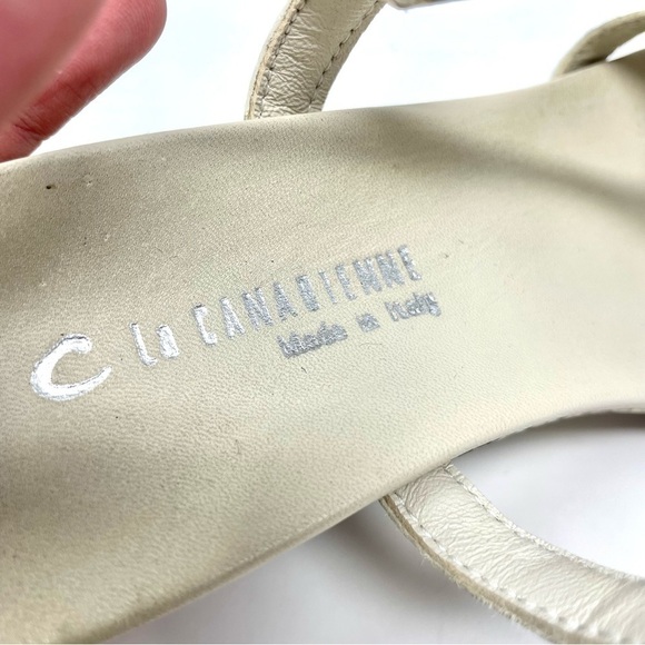 La Canadienne Cream Snake Print Wedge Sandals Size 39 - Picture 9 of 10
